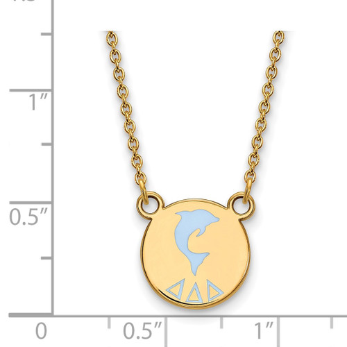 LogoArt Delta Delta Delta Necklace - Sterling Silver Gold-Tone Sorority Symbol Small Color Enamel Pendant 18 Inch - GP044DDD-18 - View 2