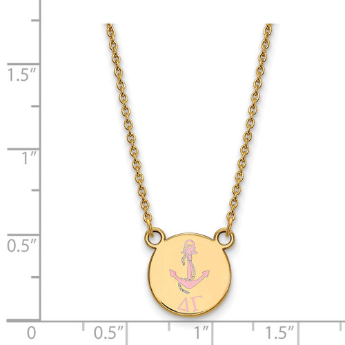 LogoArt Delta Gamma Necklace - Sterling Silver Gold-Tone Sorority Symbol Small Color Enamel Pendant 18 Inch - GP044DG-18 - View 2