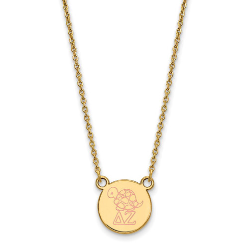 LogoArt Delta Zeta Necklace - Sterling Silver Gold-Tone Sorority Symbol Small Color Enamel Pendant 18 Inch - GP044DZ-18