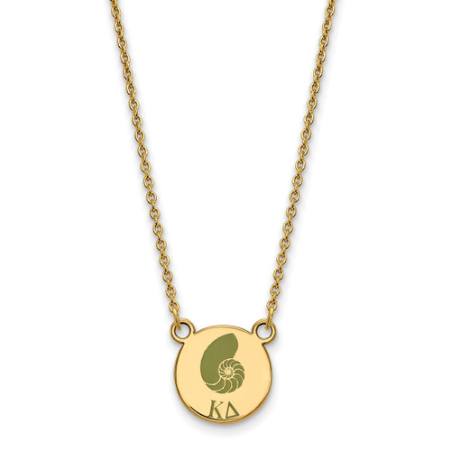 LogoArt Kappa Delta Necklace - Sterling Silver Gold-Tone Sorority Symbol Small Color Enamel Pendant 18 Inch - GP044KD-18