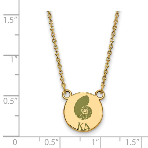 LogoArt Kappa Delta Necklace - Sterling Silver Gold-Tone Sorority Symbol Small Color Enamel Pendant 18 Inch - GP044KD-18 - View 2