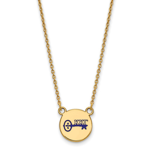 LogoArt Kappa Kappa Gamma Necklace - Sterling Silver Gold-Tone Sorority Symbol Small Color Enamel Pendant 18 Inch - GP044KKG-18