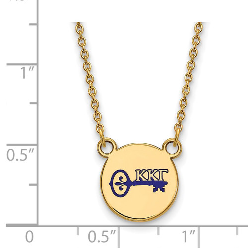 LogoArt Kappa Kappa Gamma Necklace - Sterling Silver Gold-Tone Sorority Symbol Small Color Enamel Pendant 18 Inch - GP044KKG-18 - View 2