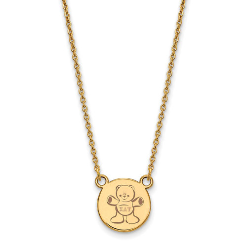 LogoArt Sigma Delta Tau Necklace - Sterling Silver Gold-Tone Sorority Symbol Small Color Enamel Pendant 18 Inch - GP044SDT-18