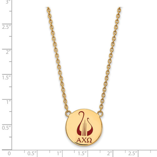 LogoArt Alpha Chi Omega Necklace - Sterling Silver Gold-Tone Sorority Symbol Large Color Enamel Pendant 18 Inch - GP045ACO-18 - View 2