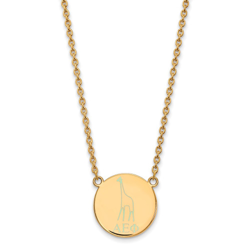 LogoArt Alpha Epsilon Phi Necklace - Sterling Silver Gold-Tone Sorority Symbol Large Color Enamel Pendant 18 Inch