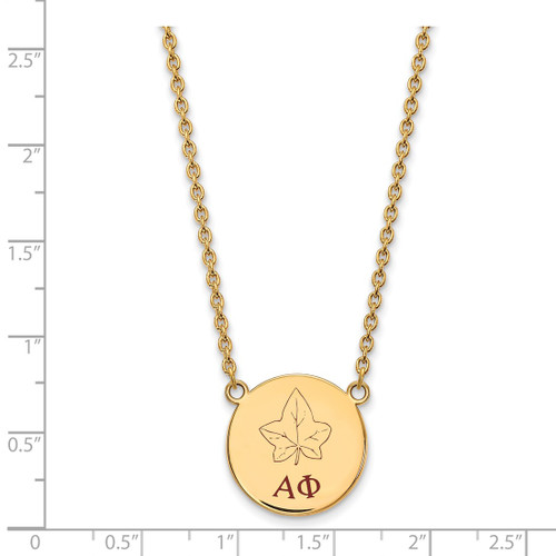 LogoArt Alpha Phi Necklace - Sterling Silver Gold-Tone Sorority Symbol Large Color Enamel Pendant 18 Inch - GP045APH-18 - View 2