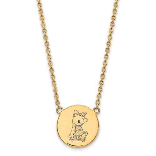 LogoArt Alpha Xi Delta Necklace - Sterling Silver Gold-Tone Sorority Symbol Large Color Enamel Pendant 18 Inch - GP045AXD-18