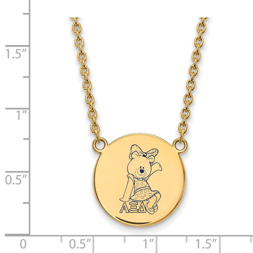 LogoArt Alpha Xi Delta Necklace - Sterling Silver Gold-Tone Sorority Symbol Large Color Enamel Pendant 18 Inch - GP045AXD-18 - View 2