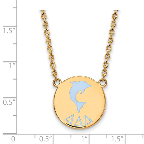 LogoArt Delta Delta Delta Necklace - Sterling Silver Gold-Tone Sorority Symbol Large Color Enamel Pendant 18 Inch - GP045DDD-18 - View 2