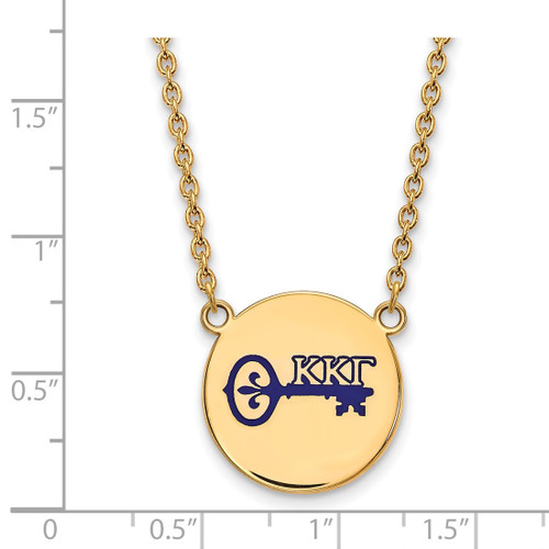 LogoArt Kappa Kappa Gamma Necklace - Sterling Silver Gold-Tone Sorority Symbol Large Color Enamel Pendant 18 Inch - GP045KKG-18 - View 2