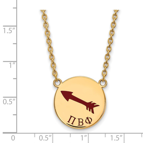 LogoArt Pi Beta Phi Necklace - Sterling Silver Gold-Tone Sorority Symbol Large Color Enamel Pendant 18 Inch - GP045PBP-18 - View 2
