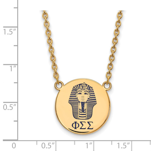 LogoArt Phi Sigma Sigma Pendant - Sterling Silver Gold-Tone Sorority Symbol Large Color Enamel 18 Inch Necklace - GP045PSS-18 - View 2