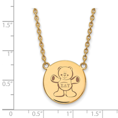 LogoArt Sigma Delta Tau Necklace - Sterling Silver Gold-Tone Sorority Symbol Large Color Enamel Pendant 18 Inch - GP045SDT-18 - View 2