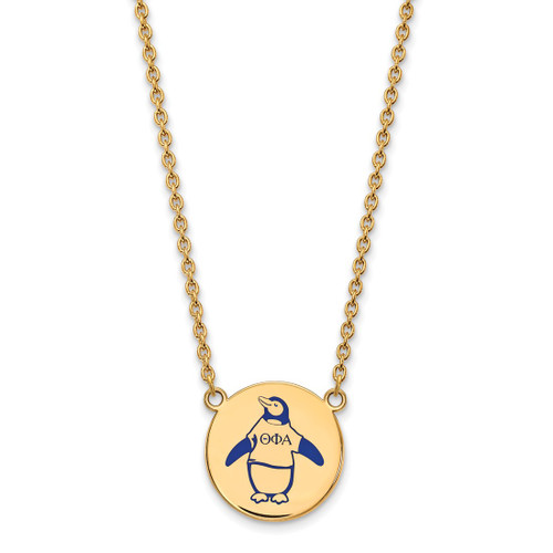 LogoArt Theta Phi Alpha Necklace - Sterling Silver Gold-Tone Sorority Symbol Large Color Enamel Pendant 18 Inch - GP045TPA-18