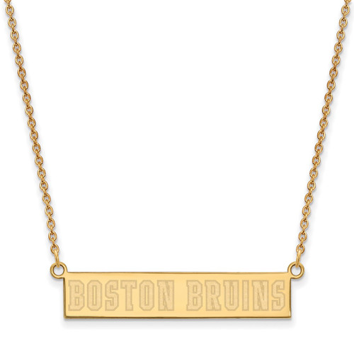 LogoArt Boston Bruins Necklace - Sterling Silver Gold-Tone Small Bar 18 Inch