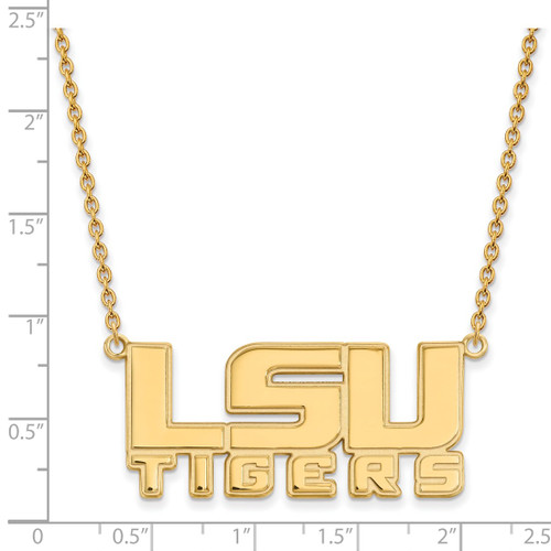 LogoArt Louisiana State University Necklace - Sterling Silver Gold-Tone L-S-U Tigers Large Pendant 18 Inch - View 2