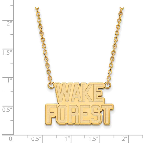 LogoArt Wake Forest University Necklace - Sterling Silver Gold-Tone W-F Deacon Large Pendant 18 Inch - View 2