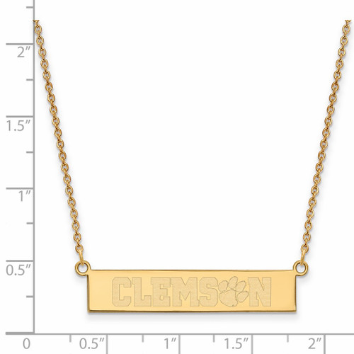 LogoArt Clemson University Necklace - Sterling Silver Gold-Tone Small Bar 18 Inch - View 2