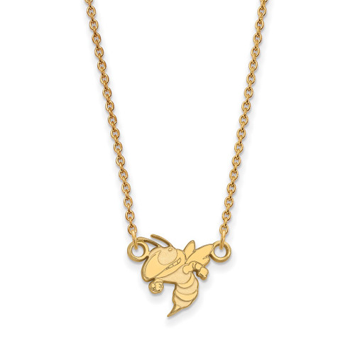 LogoArt Georgia Institute of Technology Necklace - Sterling Silver Gold-Tone Yellow Jacket Small Pendant 18 Inch
