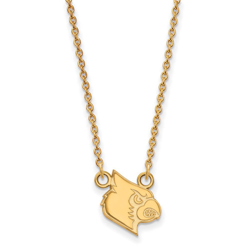 LogoArt University of Louisville Necklace - Sterling Silver Gold-Tone Cardinal Small Pendant 18 Inch