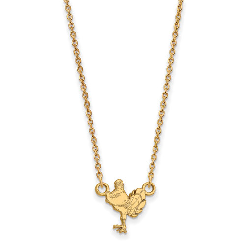 LogoArt Virginia Tech Necklace - Sterling Silver Gold-Tone HokieBird Small Pendant 18 Inch