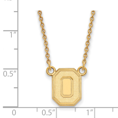 LogoArt Ohio State University Necklace - Sterling Silver Gold-Tone The Letter O Small Pendant 18 Inch - View 2