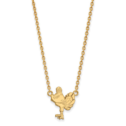 LogoArt Virginia Tech Necklace - Sterling Silver Gold-Tone HokieBird Large Pendant 18 Inch