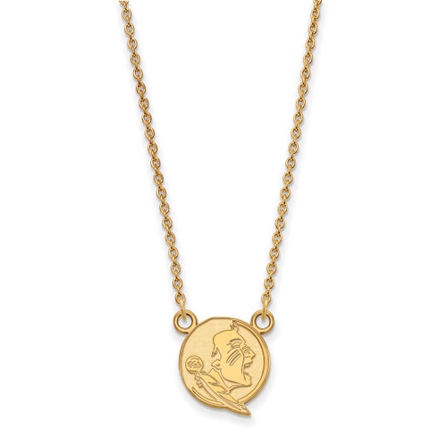 LogoArt Florida State University Necklace - Sterling Silver Gold-Tone Seminole Small Pendant 18 Inch