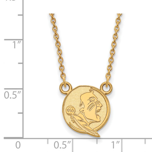 LogoArt Florida State University Necklace - Sterling Silver Gold-Tone Seminole Small Pendant 18 Inch - View 2