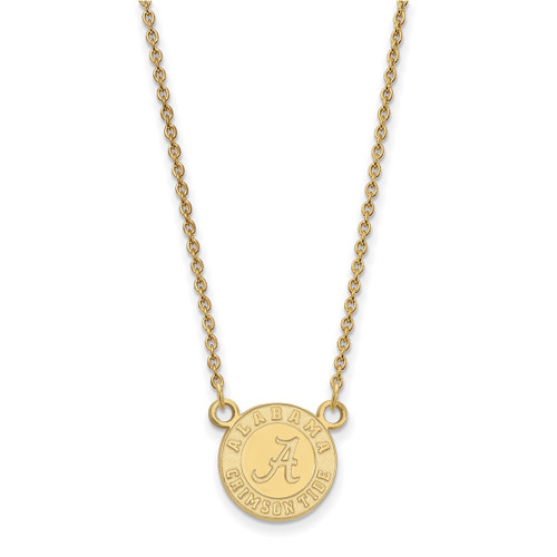 LogoArt University of Alabama Necklace - Sterling Silver Gold-Tone Crimson Tide Small Pendant 18 Inch