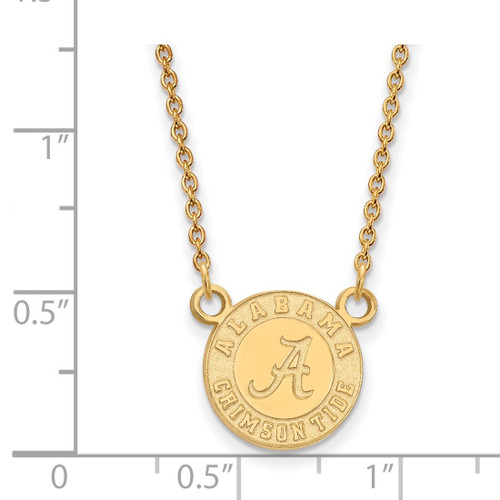 LogoArt University of Alabama Necklace - Sterling Silver Gold-Tone Crimson Tide Small Pendant 18 Inch - View 2