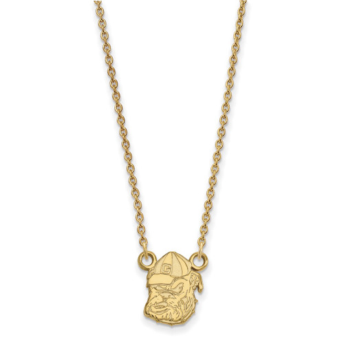 LogoArt University of Georgia Necklace - Sterling Silver Gold-Tone Bulldog Small Pendant 18 Inch, 10 mm Wide