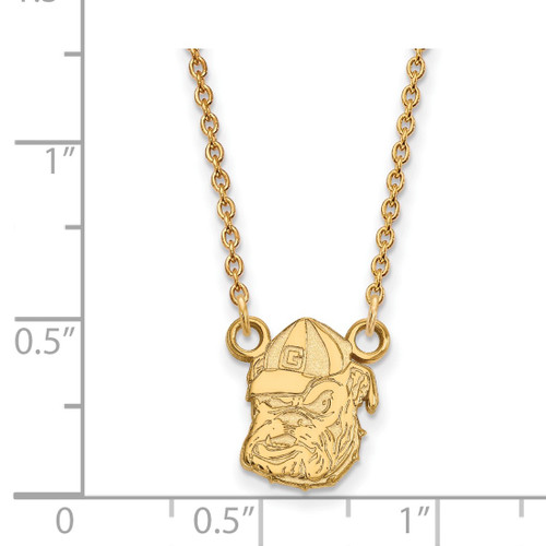 LogoArt University of Georgia Necklace - Sterling Silver Gold-Tone Bulldog Small Pendant 18 Inch, 10 mm Wide - View 2