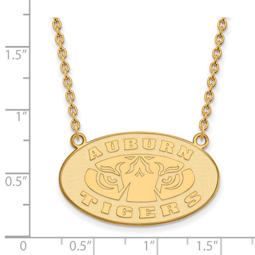 Sterling Silver Gold-Tone LogoArt Auburn Tigers Large Pendant 18 Inch Necklace - View 2