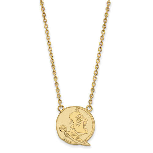 LogoArt Florida State University Necklace - Sterling Silver Gold-Tone Seminole Large Pendant 18 Inch
