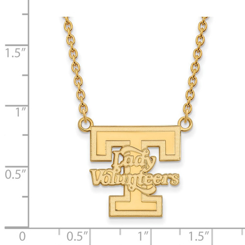 LogoArt University of Tennessee Necklace - Sterling Silver Gold-Tone Lady Volunteers Large Pendant 18 Inch - View 2