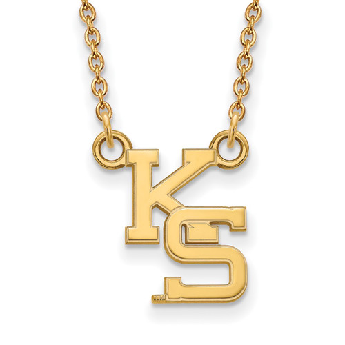 LogoArt Kansas State University Necklace - Sterling Silver Gold-Tone K-S Small Pendant 18 Inch