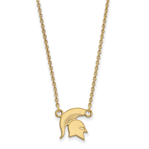 LogoArt Michigan State University Necklace - Sterling Silver Gold-Tone Spartan Small Pendant 18 Inch