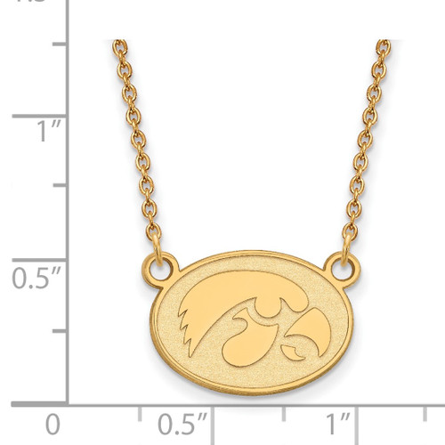 LogoArt University of Iowa Necklace - Sterling Silver Gold-Tone Hawk Small Oval Pendant 18 Inch - View 2