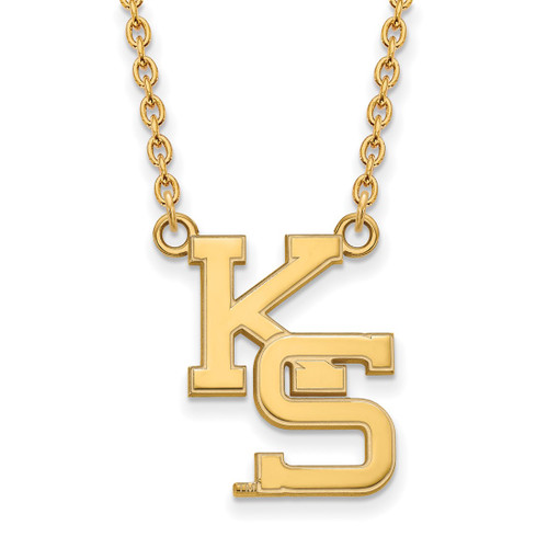LogoArt Kansas State University Necklace - Sterling Silver Gold-Tone K-S Large Pendant 18 Inch