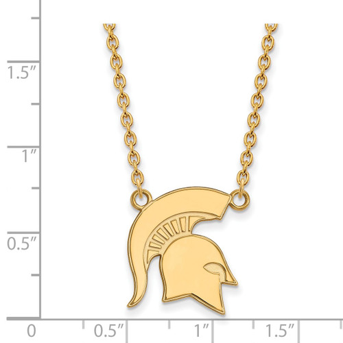 LogoArt Michigan State University Necklace - Sterling Silver Gold-Tone Large Pendant 18 Inch - View 2