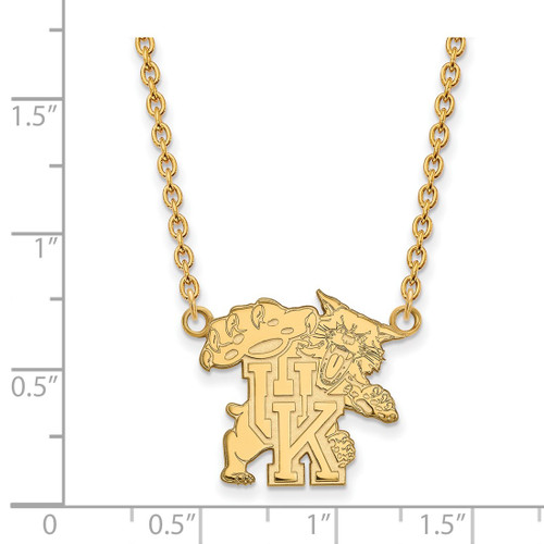 LogoArt University of Kentucky Necklace - Sterling Silver Gold-Tone U-K Wildcat Large Pendant 18 Inch - View 2