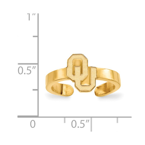 LogoArt University of Oklahoma Toe Ring - Sterling Silver Gold-Tone O-U, 2 mm - View 2