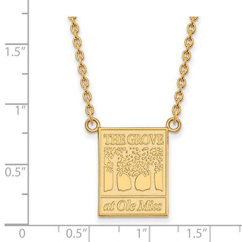 LogoArt University of Mississippi Necklace - Sterling Silver Gold-Tone The Grove at Ole Miss Large Pendant 18 Inch - View 2