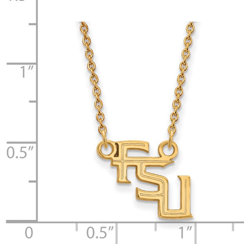 LogoArt Florida State University Necklace - Sterling Silver Gold-Tone F-S-U Small Pendant 18 Inch - View 2