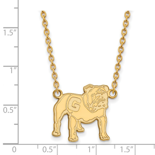 LogoArt University of Georgia Necklace - Sterling Silver Gold-Tone Bulldog Large Pendant 18 Inch, 18 mm Wide - View 2