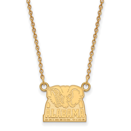 LogoArt University of Alabama Necklace - Sterling Silver Gold-Tone Elephant Small Pendant 18 Inch