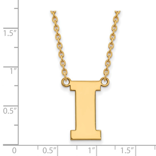 LogoArt University of Iowa Necklace - Sterling Silver Gold-Tone Letter I Large Pendant 18 Inch - View 2