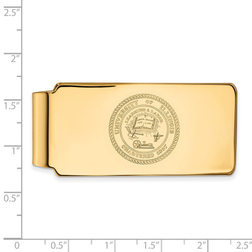 LogoArt University of Illinois Money Clip - Sterling Silver Gold-Tone Crest - View 2